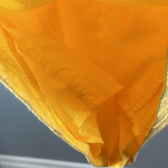 SD COLLECTION Floral Appliqué Yellow Dress Bateau Neck Brocade Tailored Fit 12 - Picture 7 of 13